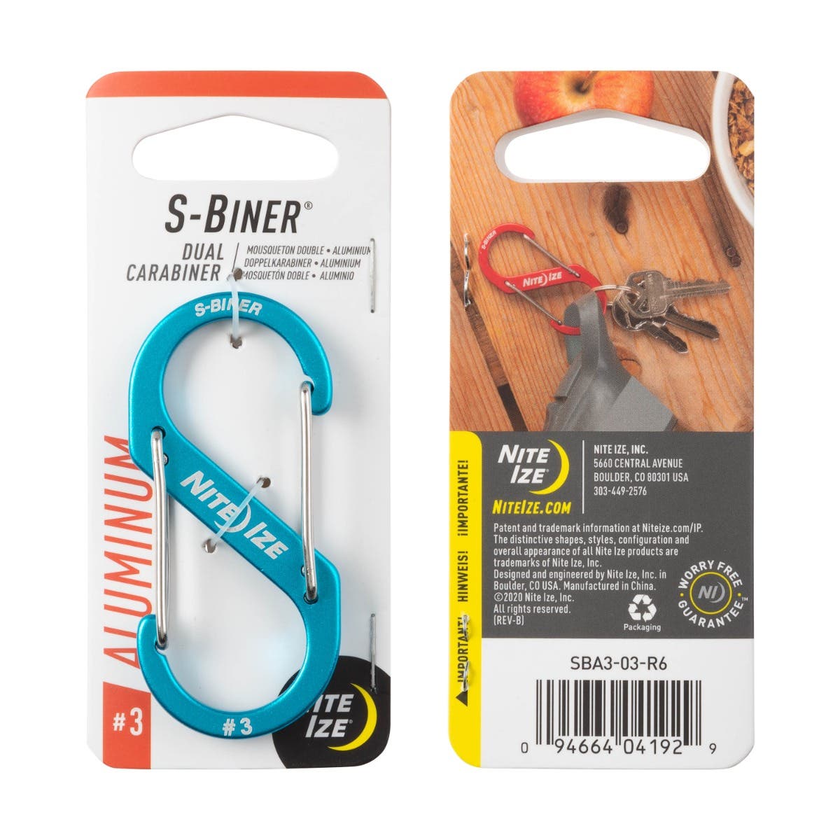 Nite Ize S-Biner Dual-Biner AL #3 (Blue) SBA3-03-R6