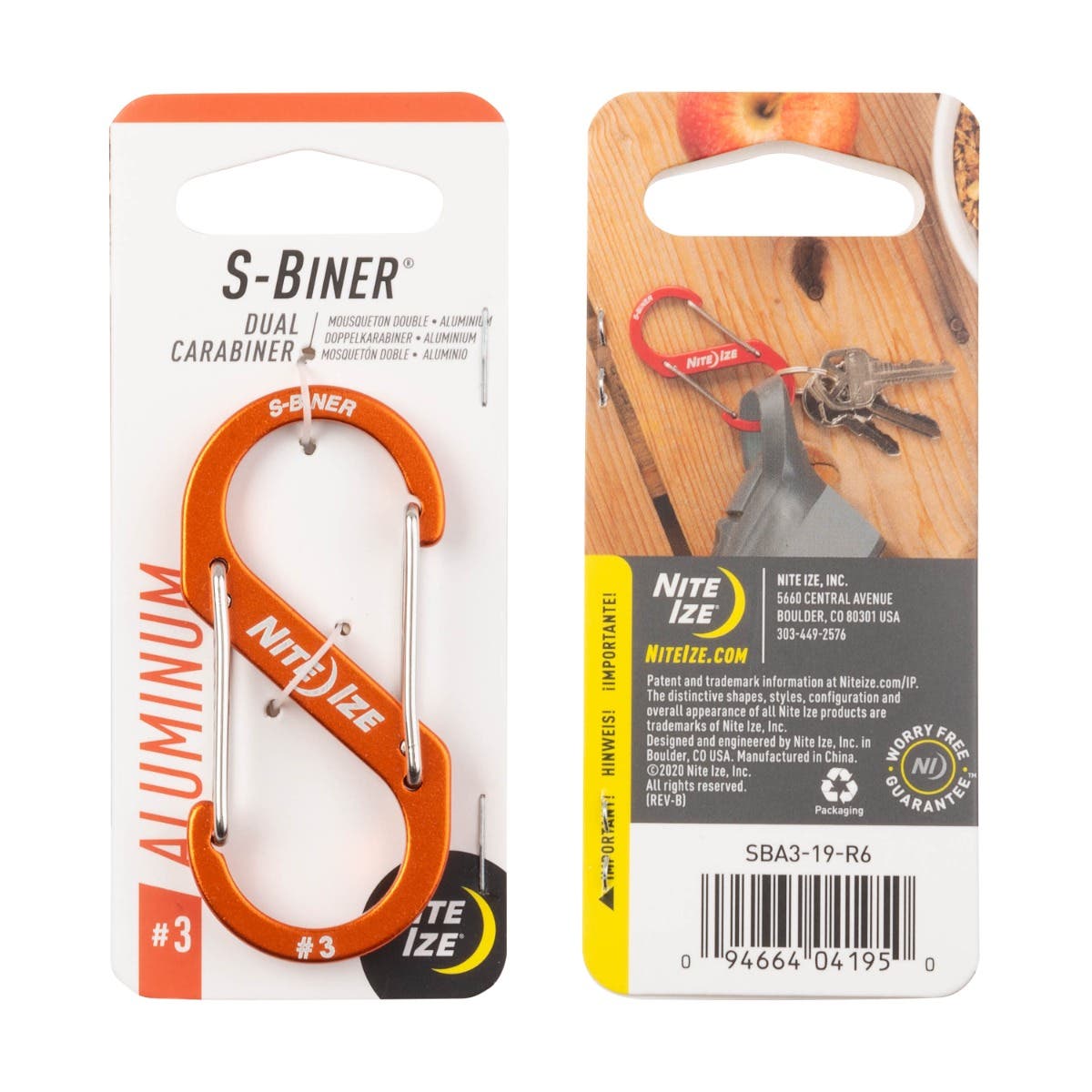 Nite Ize S-Biner Dual-Biner Aluminium #3 (Orange) SBA3-19-R6