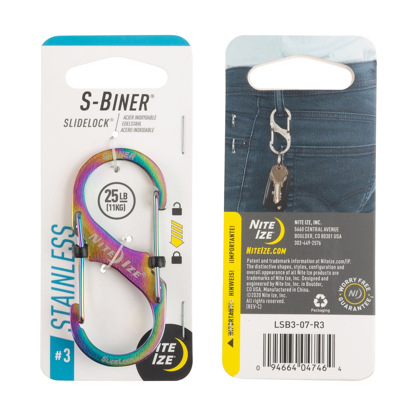 Nite Ize S-Biner Slidelock SS #3 (Spectrum) LSB3-07-R3