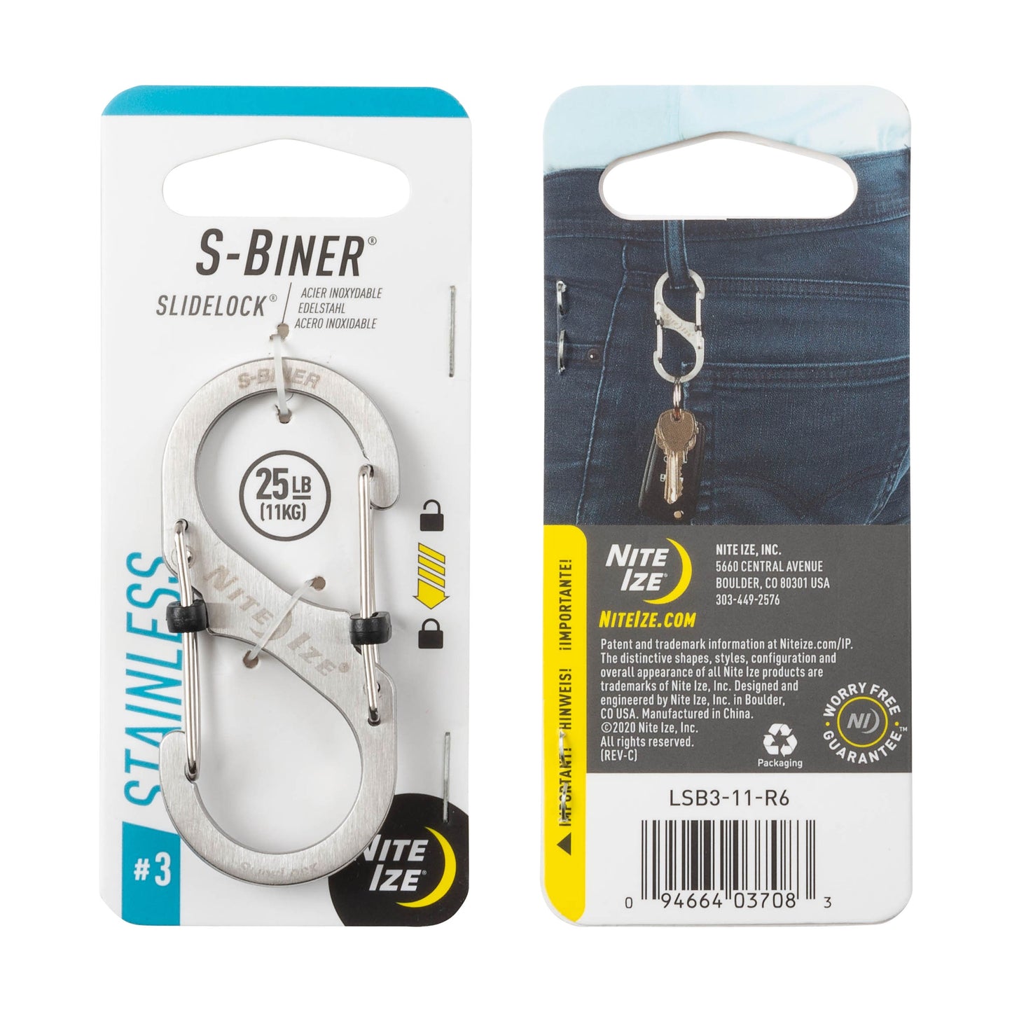 Nite Ize S-Biner Slidelock SS #3 (Stainless) LSB3- 11-R6