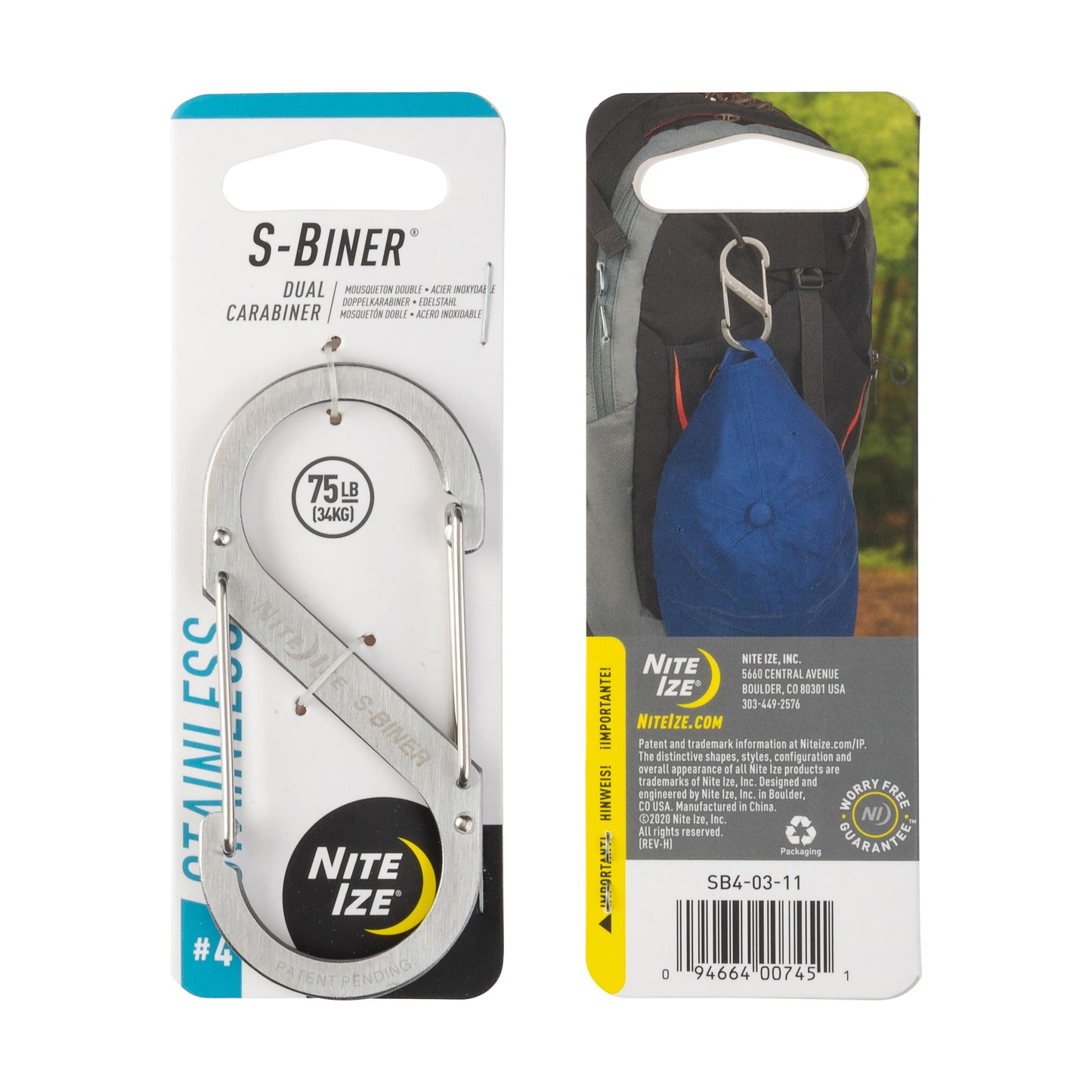 Nite Ize S-Biner Dual-Biner SS #3 (Stainless) SB3- 03-11
