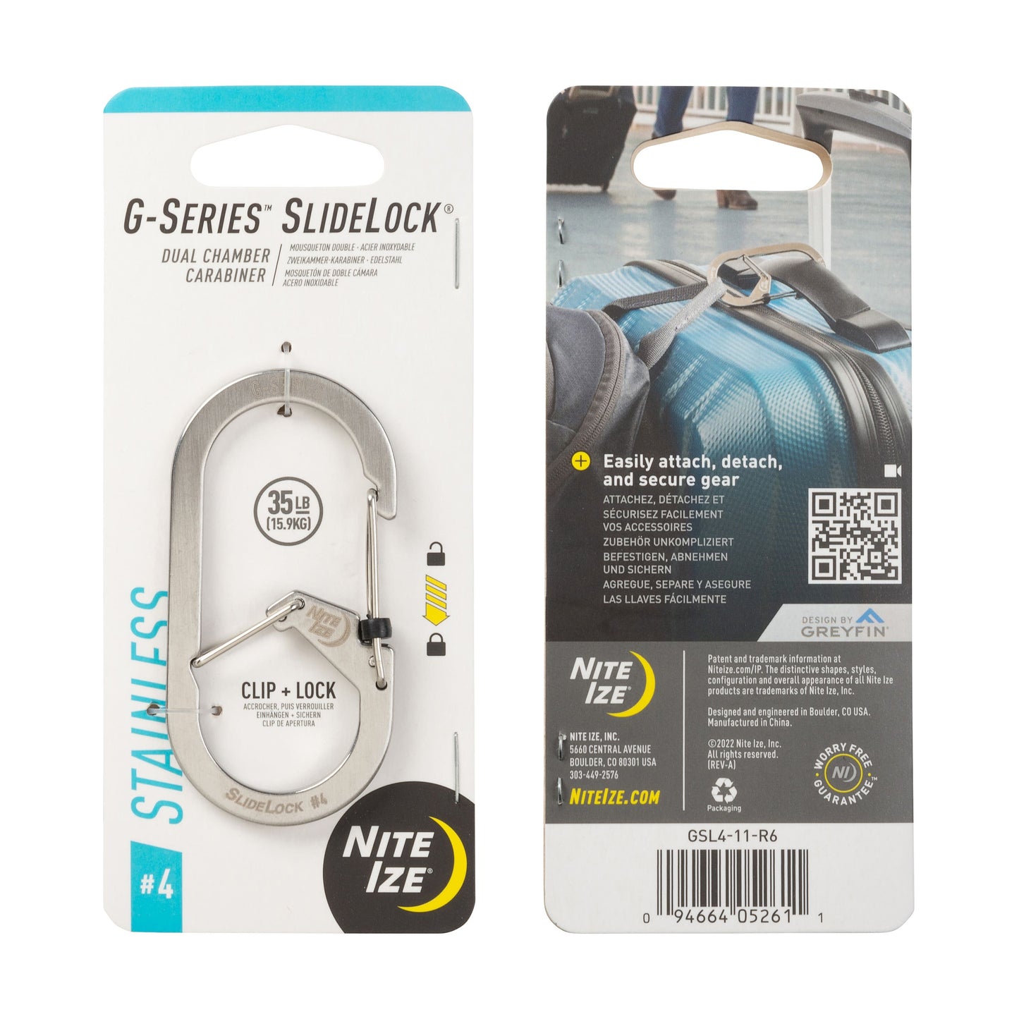 Nite Ize G-Series Dual Chamber Carabiner #4 (Stainless) GS4-11-R6